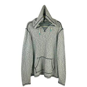 Tommy Bahama Bayfront Stripe Hoodie Men Large Gray White‎ Beach Vacation Cotton